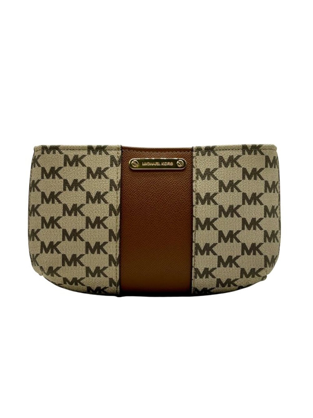Michael Kors Khaki Coated Canvas And Leather Belt Bag